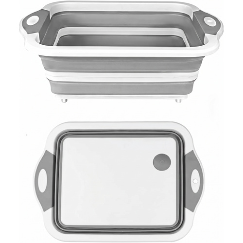 Camping Collapsible Cutting Board Dish Basin BBQ Prep Tub Camp Sink Dish Washing Station Multifunctional Storage Basket