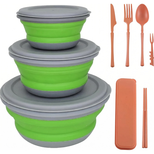 Collapsible Bowl, 3 Pcs Food Grade Silicone Camping Bowl