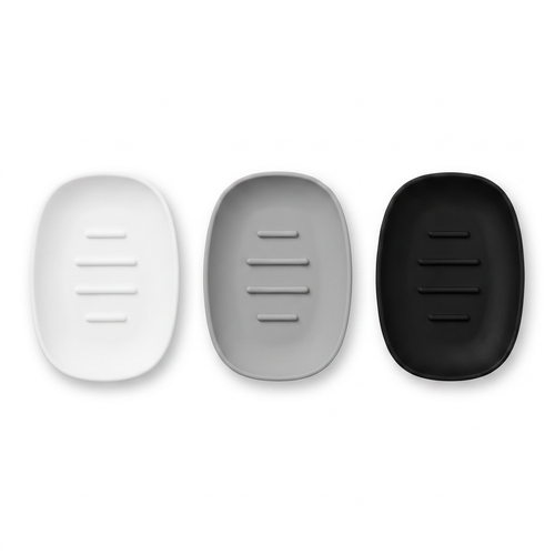 Silicone Bathroom Soap Dishes with Drain Spout-Bathroom and Kitchen Sink Organiz