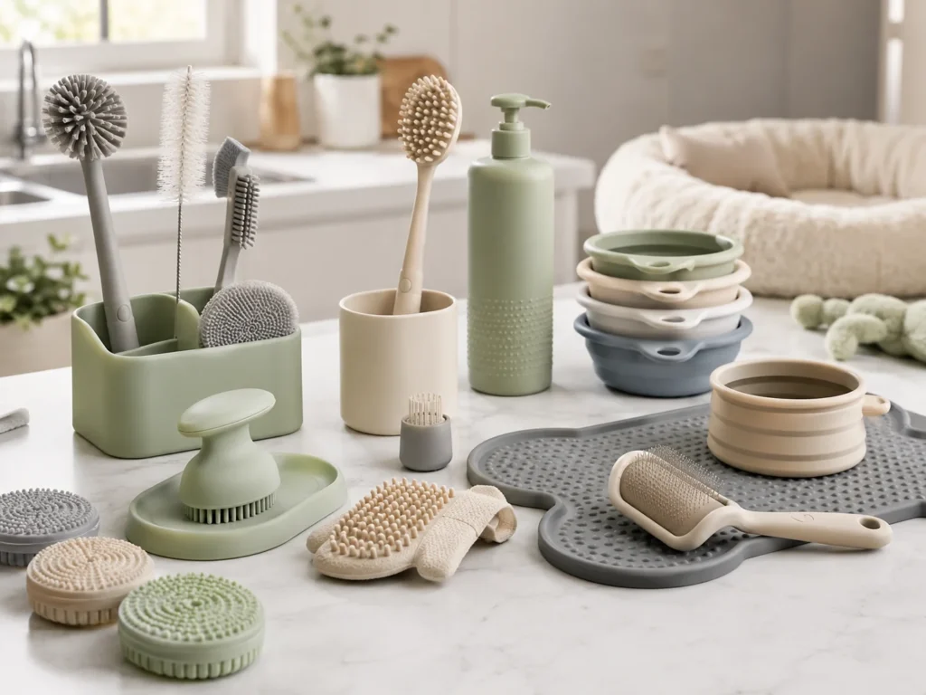 Food-grade silicone cleaning tools and pet care accessories for OEM and ODM manufacturing
