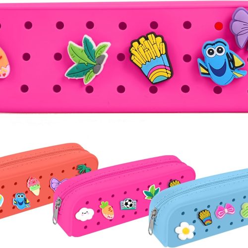 silicone Cute Pencil Case with DIY Holes